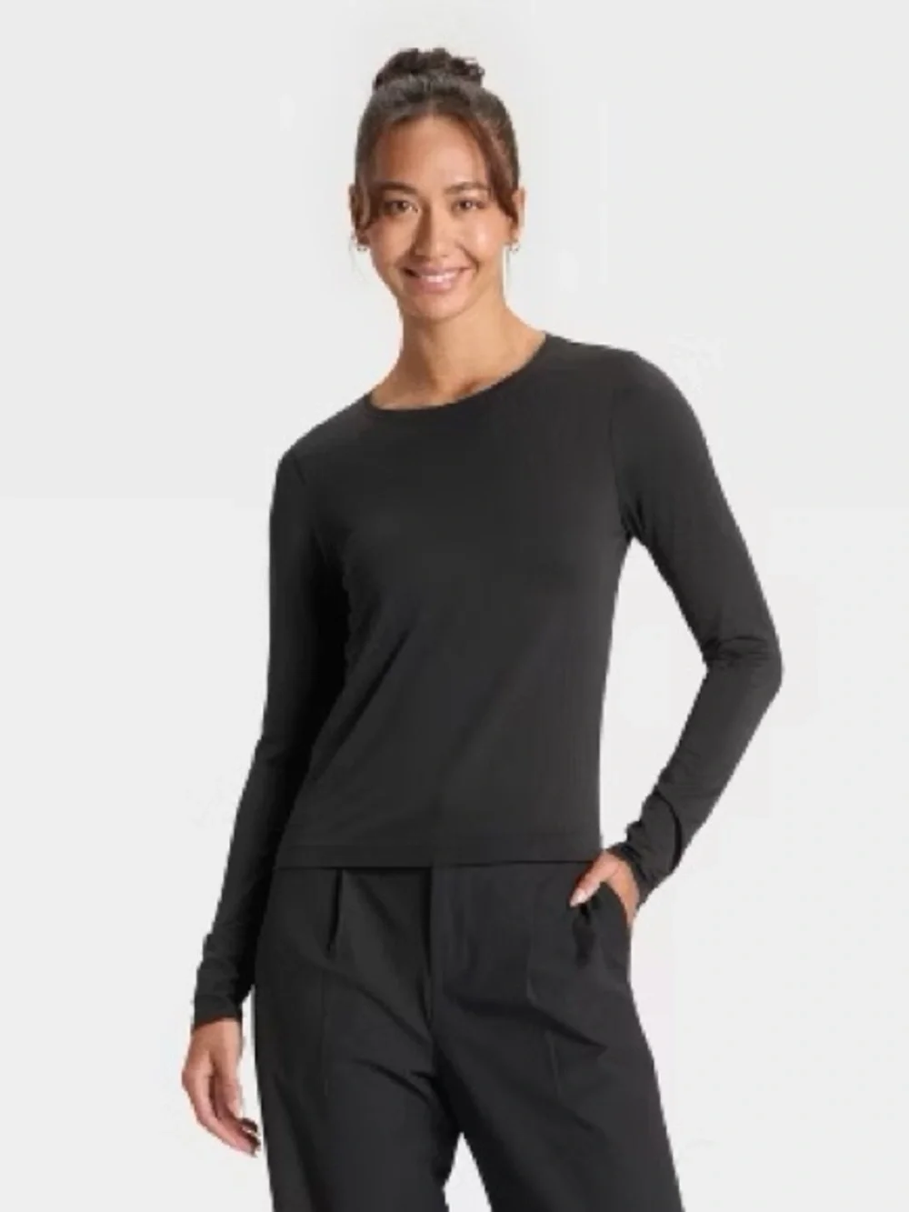 All in Motion Black Long Sleeve Athletic Top Size L NWT